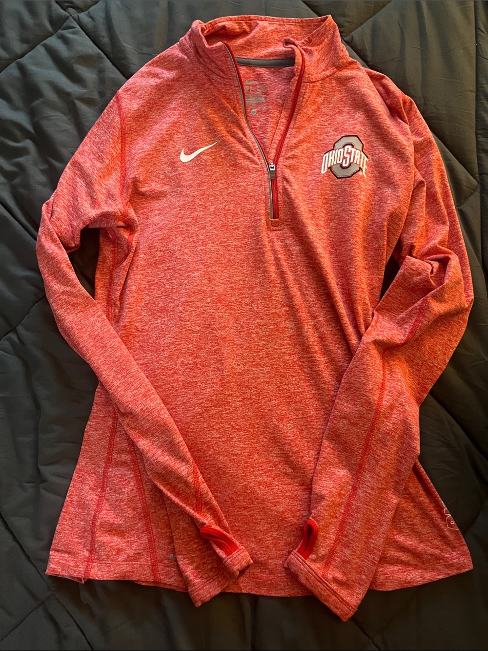 Nike Red Heather Ohio State Long Sleeve Quarter-Zip Top